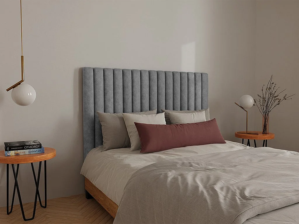 Tête de lit coutures verticales - 150 cm -Tissu - Gris - SARAH