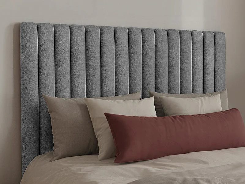 Tête de lit coutures verticales - 150 cm -Tissu - Gris - SARAH