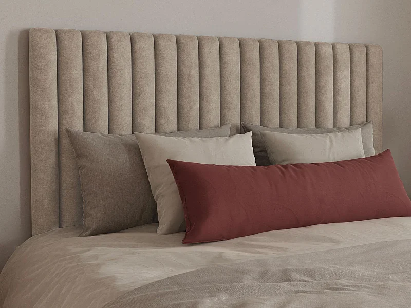 Sengegavl med lodrette syninger - 170 cm - Stof - Taupe - SARAH