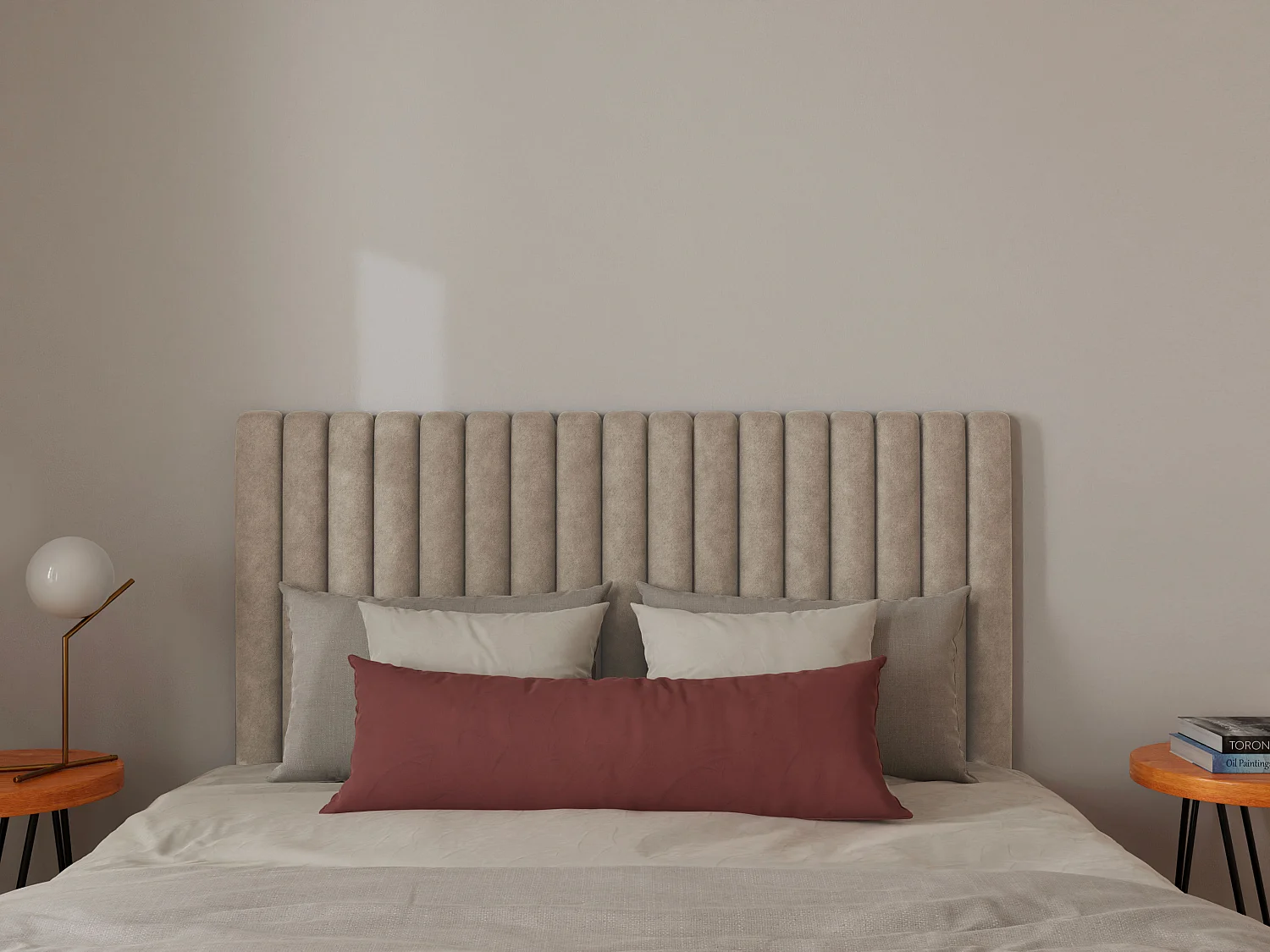 Hoofdeinde bed met verticale stiksels SARAH - Beige - 140 cm