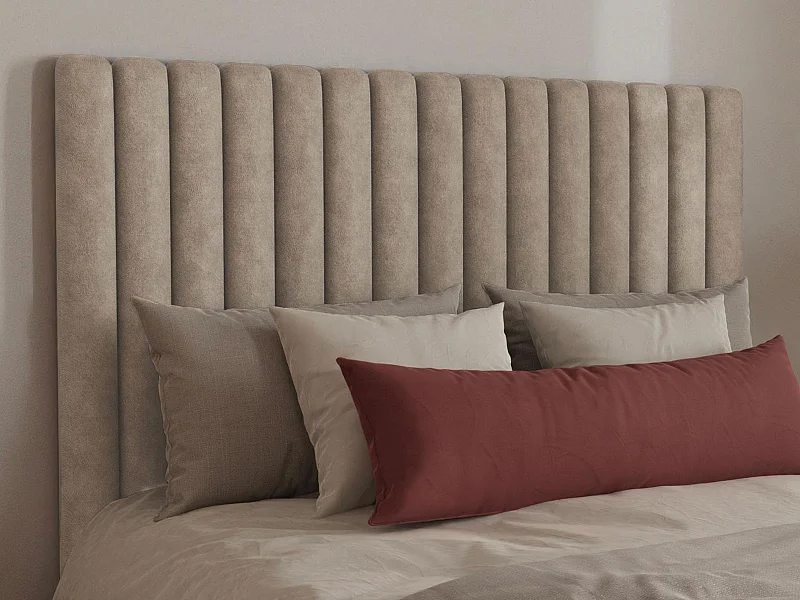 Sengehovede med vertikale syninger - 150 cm - Stof - Taupe - SARAH