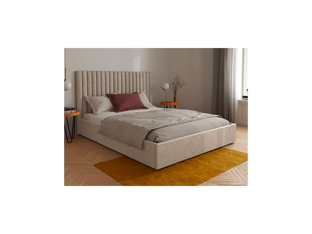 Canapé abatible y cabecero SARAH - 160x200 cm - Tela - Beige