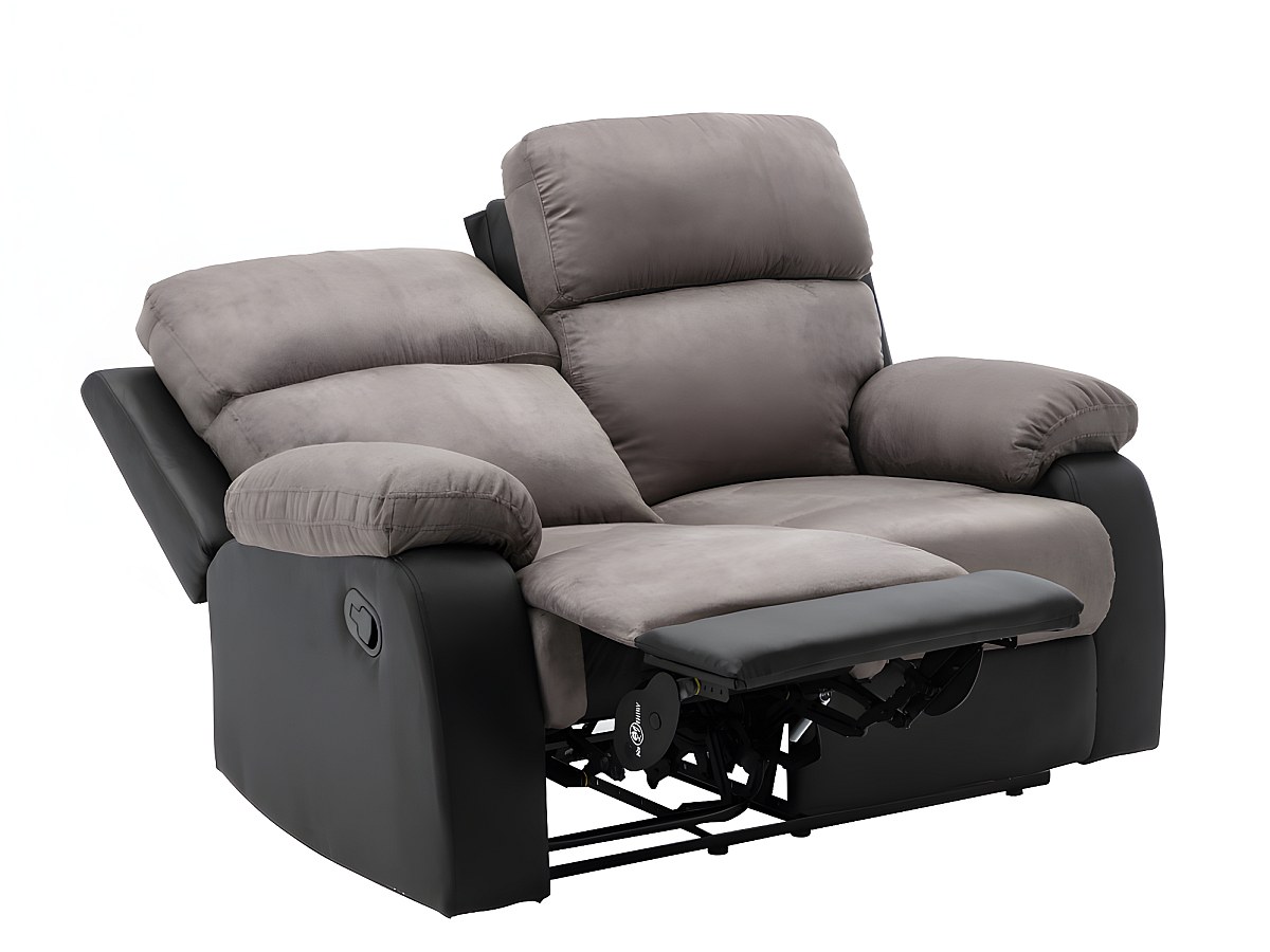 Relaxsofa 2Sitzer TOLZANO Microfaser & Kunstleder Grau & Schwarz günstig kaufen