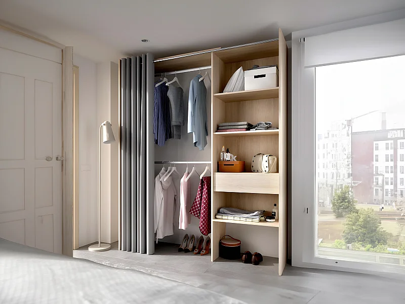 Dressing extensible LAURENT - L.110/160 cm - Coloris : Chêne et gris