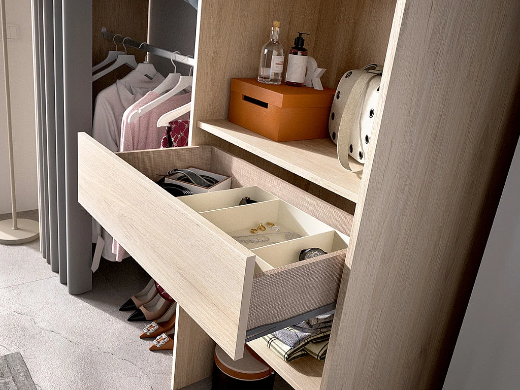 Armadio guardaroba allungabile L 110/160 cm Rovere e grigio - LAURENT