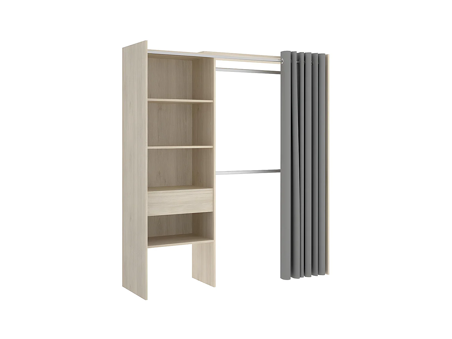 Armario ropero extensible LAURENT - 110/160 cm - Color: roble y gris