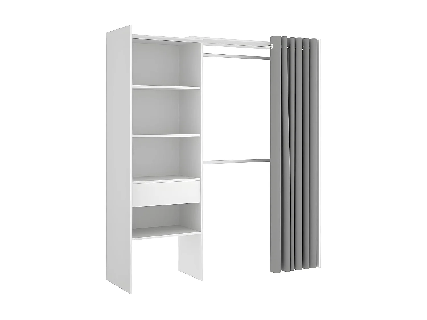 Armadio guardaroba allungabile L.110/160 cm Bianco e Grigio - LAURENT