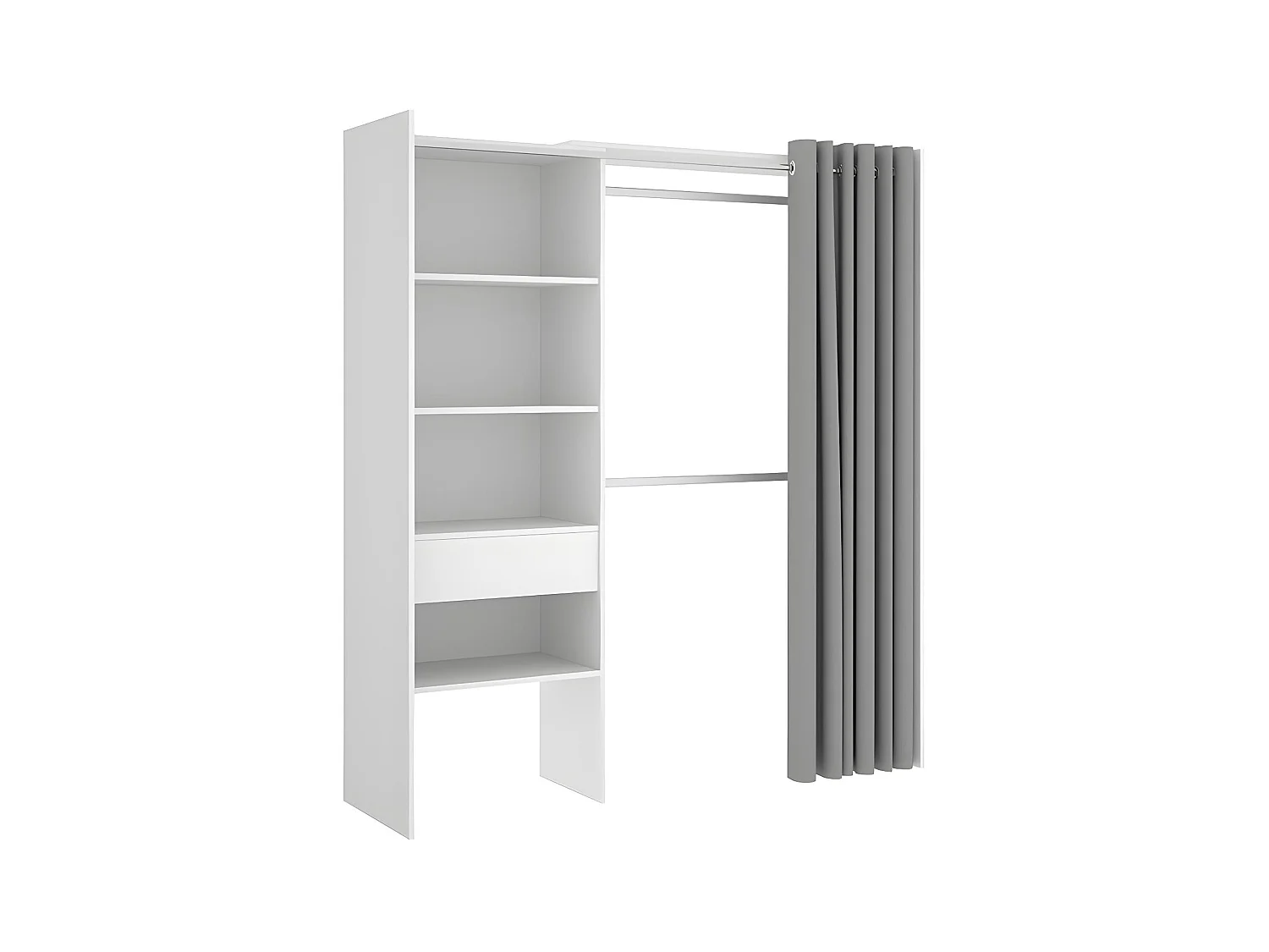 Armario ropero extensible LAURENT - 110/160 cm - Color: blanco y gris