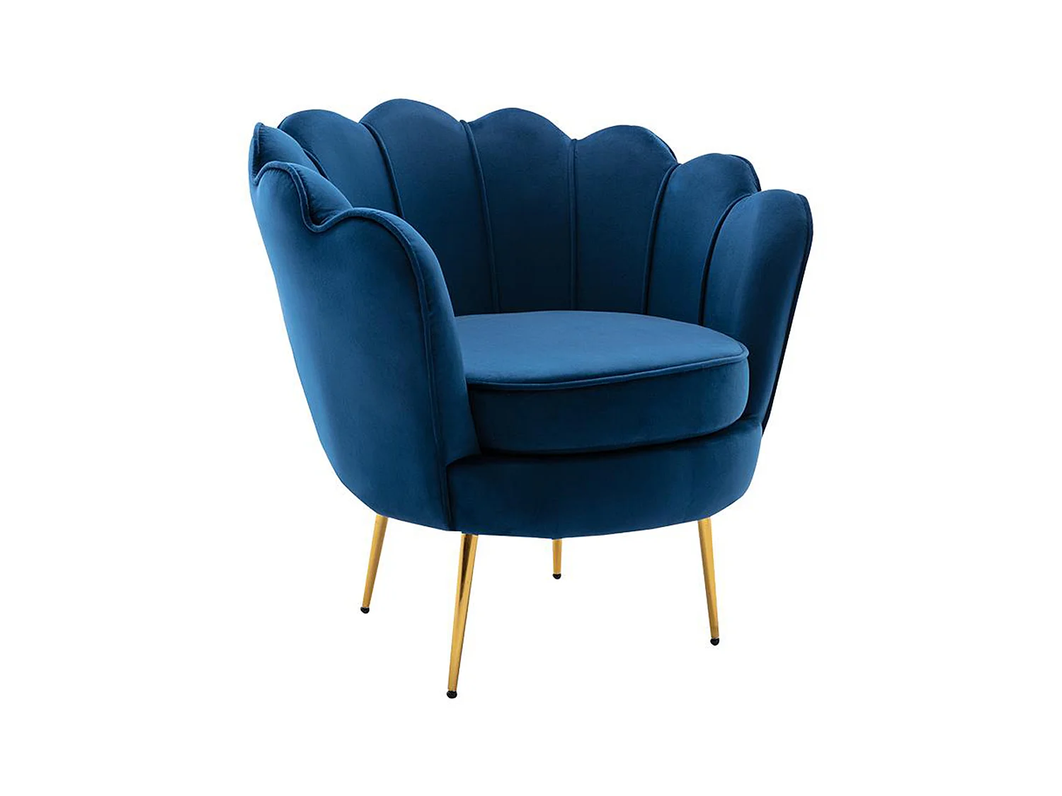 Fauteuil coquillage en velours bleu nuit DANDELION de Pascal Morabito