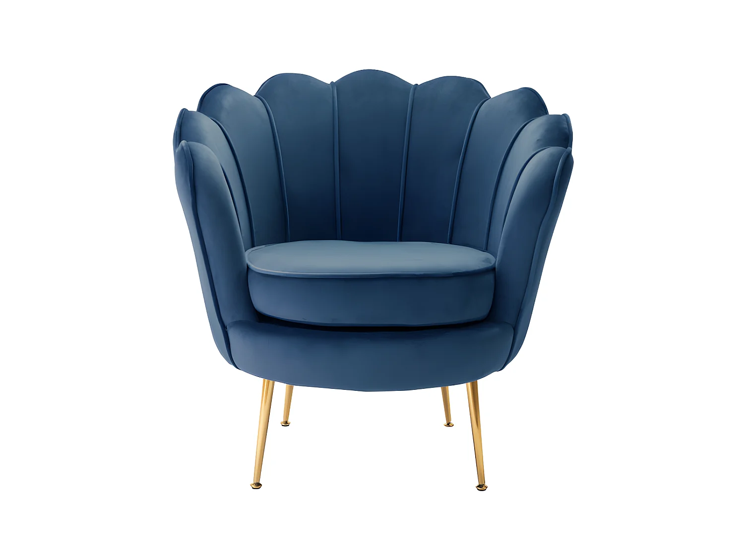Fauteuil coquillage en velours bleu nuit DANDELION de Pascal Morabito