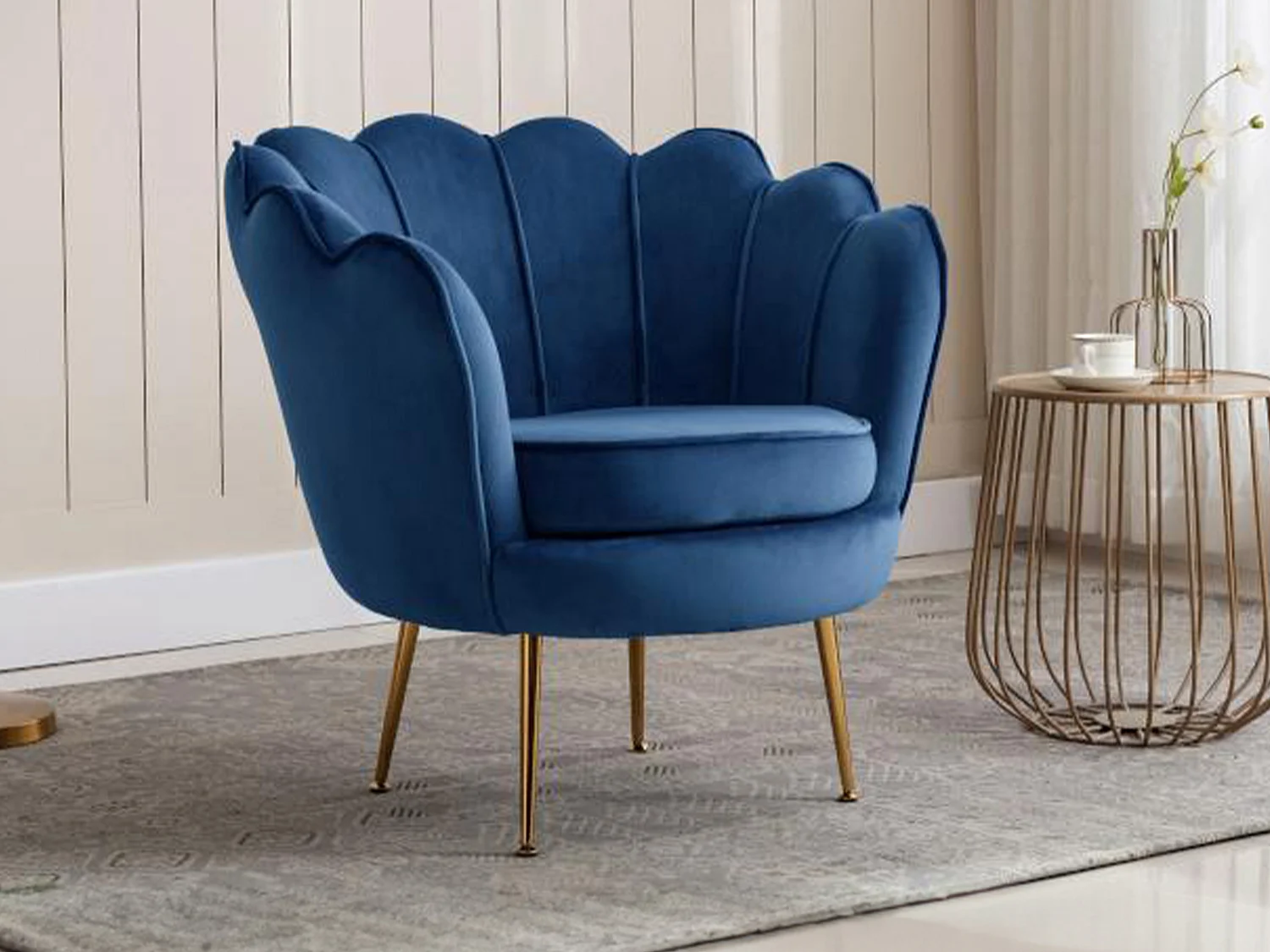 Fauteuil van fluweel DANDELION - Donkerblauw - van Pascal Morabito