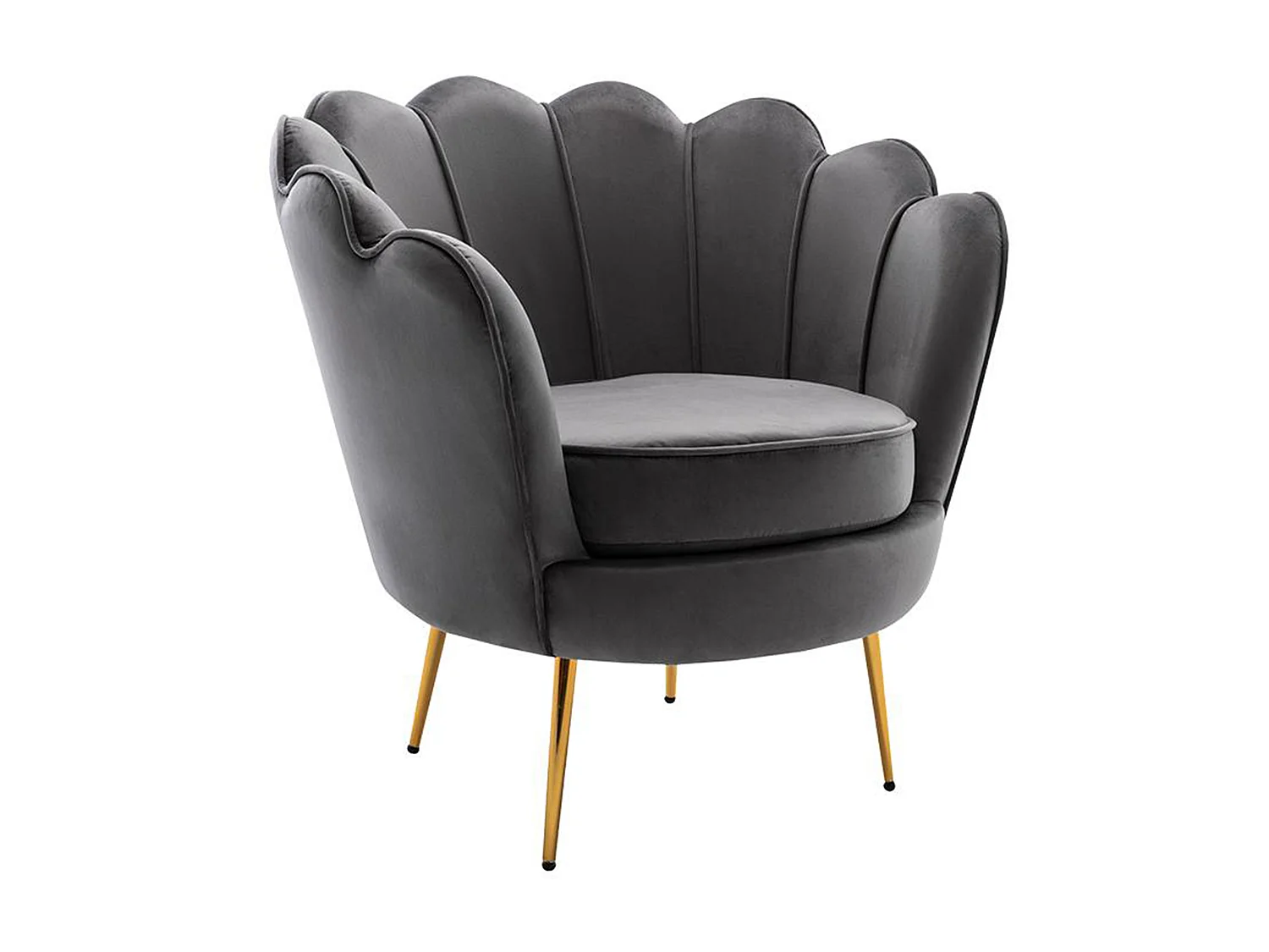 Fauteuil coquillage en velours anthracite DANDELION de Pascal Morabito