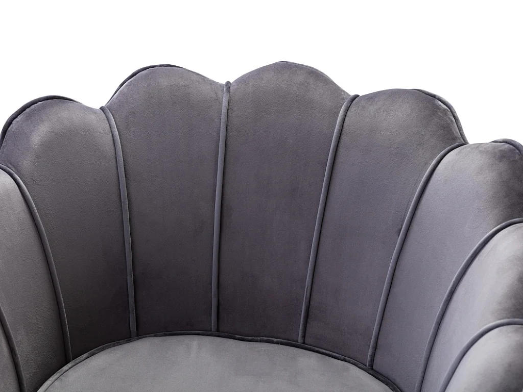 Fauteuil coquillage en velours anthracite DANDELION de Pascal Morabito