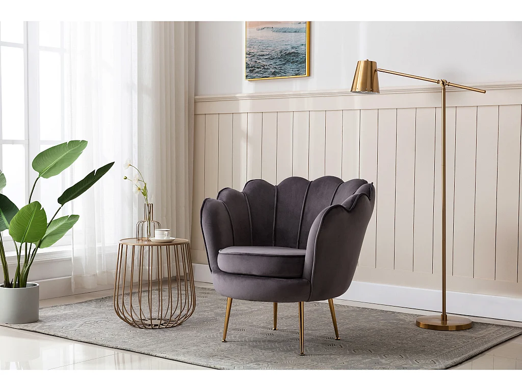 Fauteuil van fluweel DANDELION - Antraciet - van Pascal Morabito