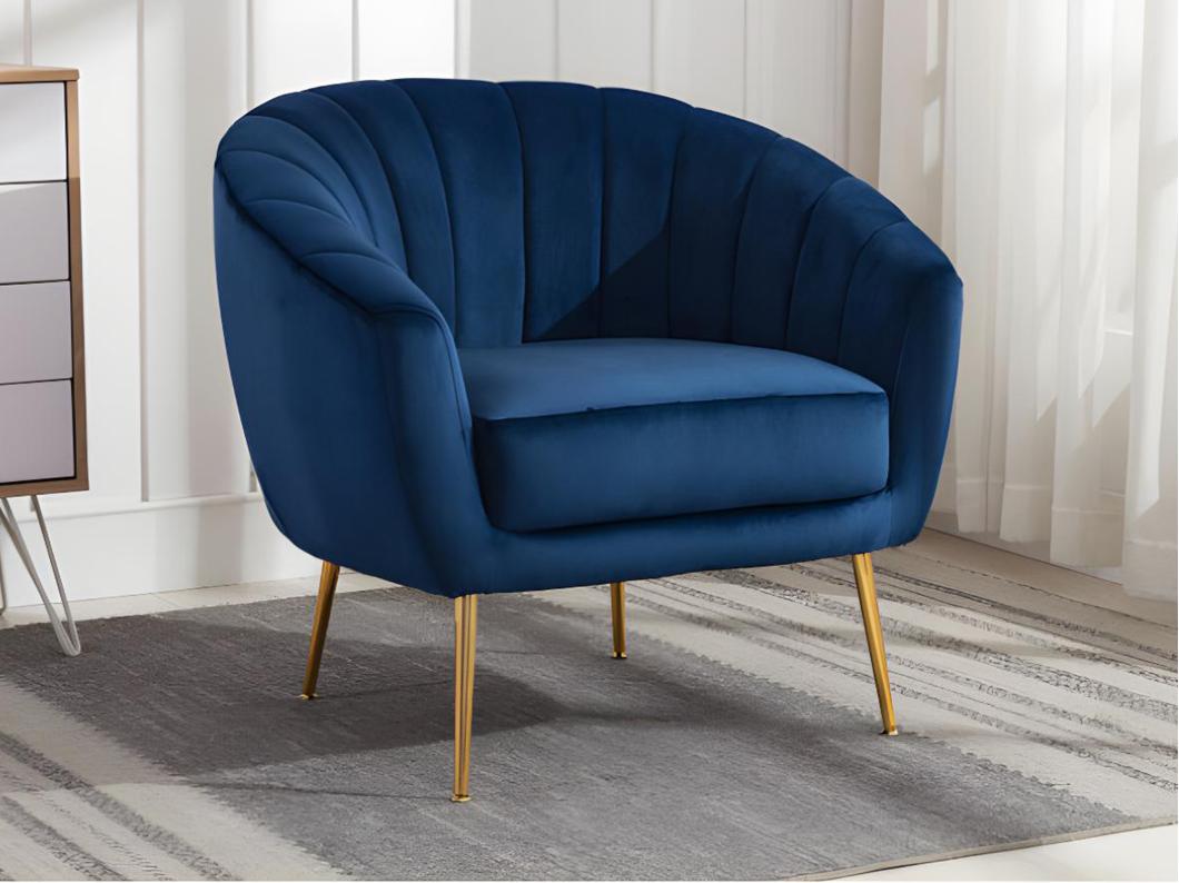 Fauteuil cabriolet en velours PABLITO - Bleu roi