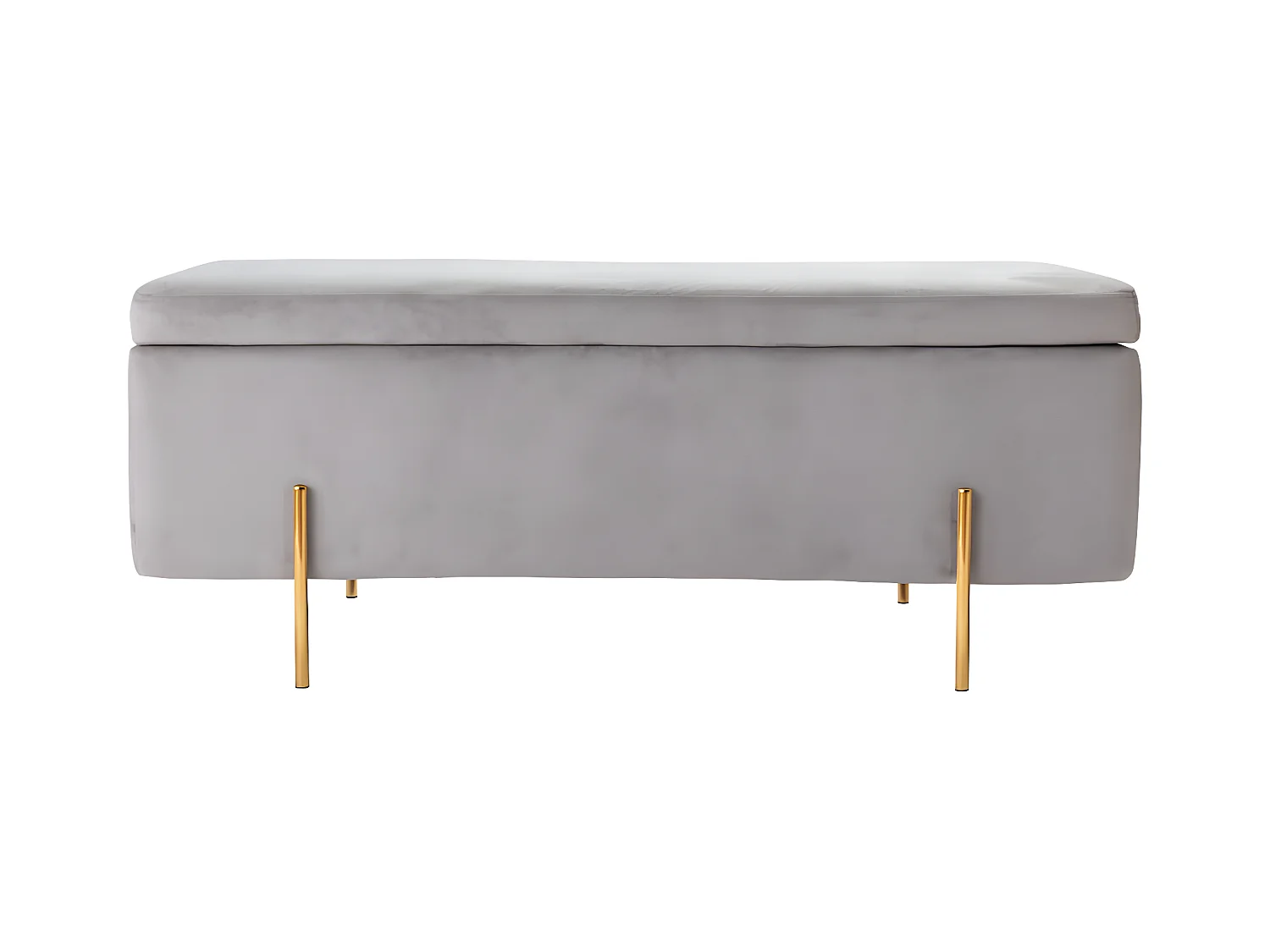 Banc coffre en velours HERVE - Gris clair