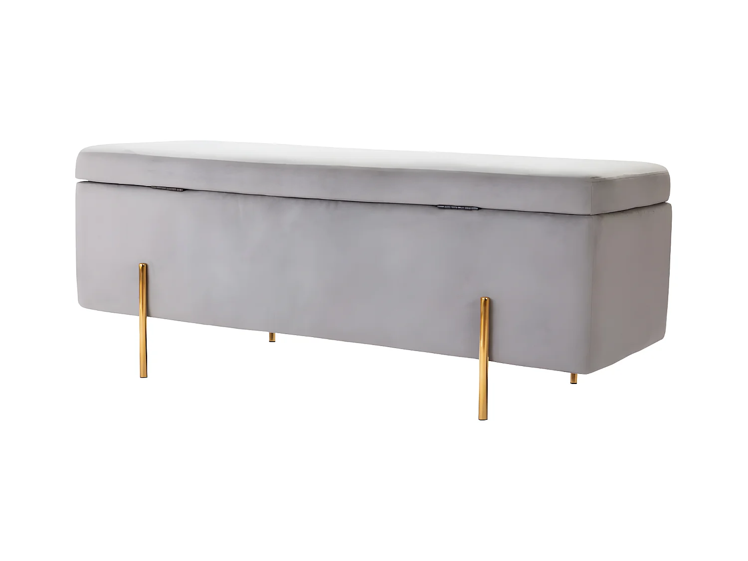 Banc coffre en velours HERVE - Gris clair