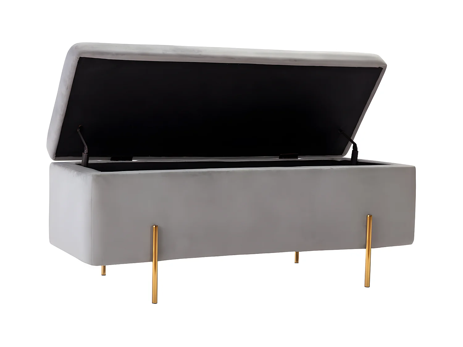 Banc coffre en velours HERVE - Gris clair