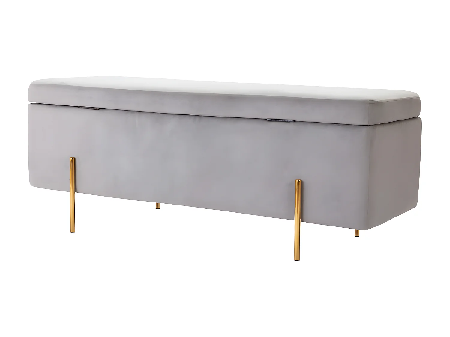 Banc coffre en velours HERVE - Gris clair