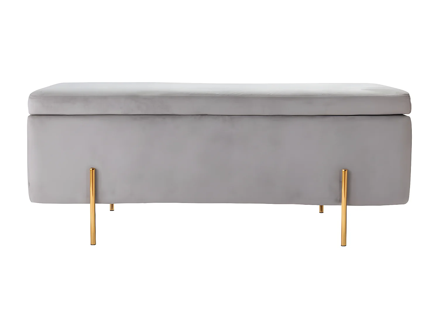 Banc coffre en velours HERVE - Gris clair