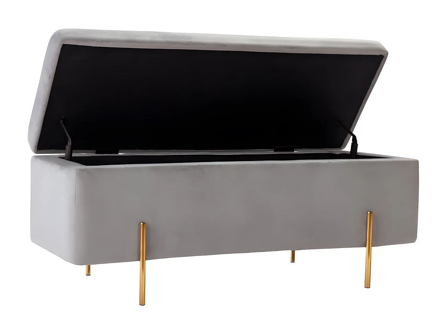 Banc coffre en velours HERVE - Gris clair