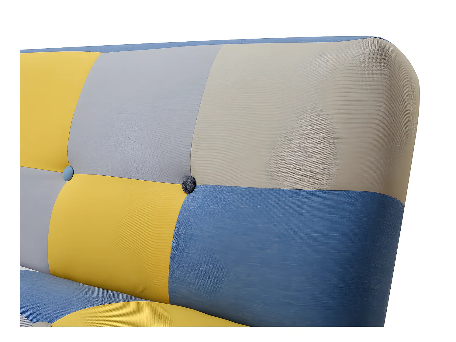 Sofá cama de 3 plazas de tela MARDAG - Patchwork gris, azul, amarillo