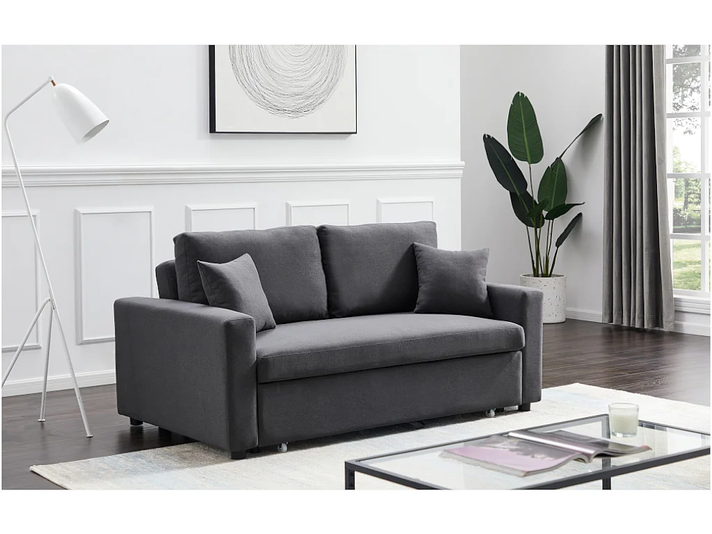 Canapé 3 places convertible en tissu INIZOR - Anthracite