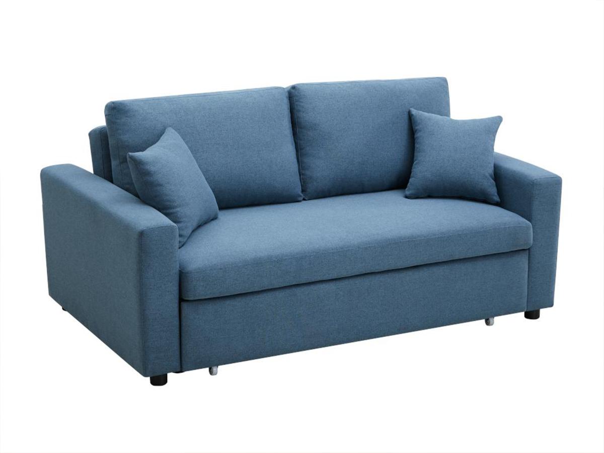 Schlafsofa 3-Sitzer - Stoff - Blau - INIZOR günstig online kaufen