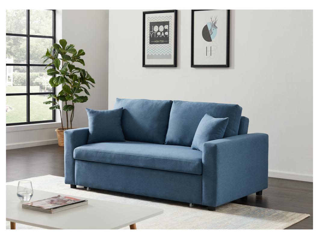 Canapé 3 places convertible en tissu INIZOR - Bleu