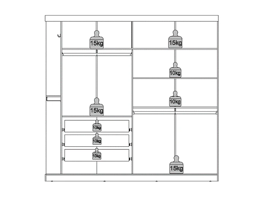 Kleiderschrank mit 2 Schiebetüren + Spiegel - B. 231 cm -  Weiß - ADALRIK II