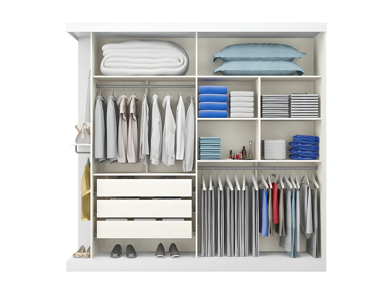 Kledingkast - 2 schuifdeuren - Met spiegel - L 231 cm - Wit - ADALRIK