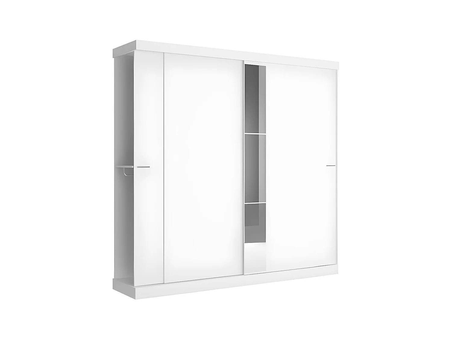 Kleiderschrank mit 2 Schiebetüren + Spiegel - B. 231 cm -  Weiß - ADALRIK II