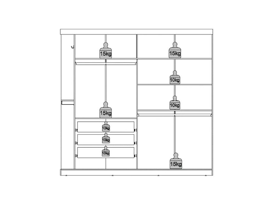 Kleiderschrank mit 2 Schiebetüren + Spiegel - B. 231 cm -  Weiß - ADALRIK II