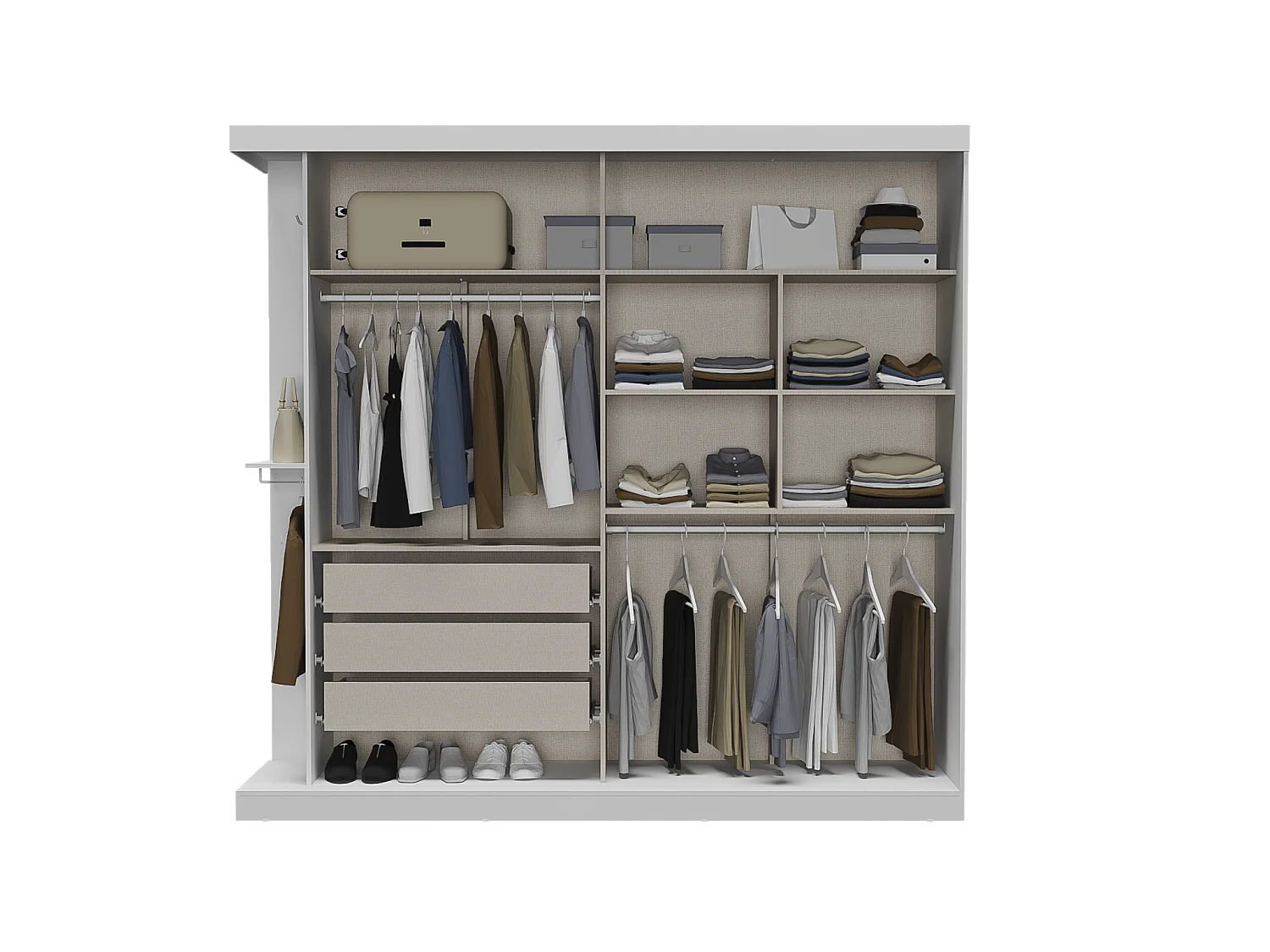 Armoire 2 portes coulissantes - Avec miroir - L231cm - Coloris : Blanc - ADALRIK II