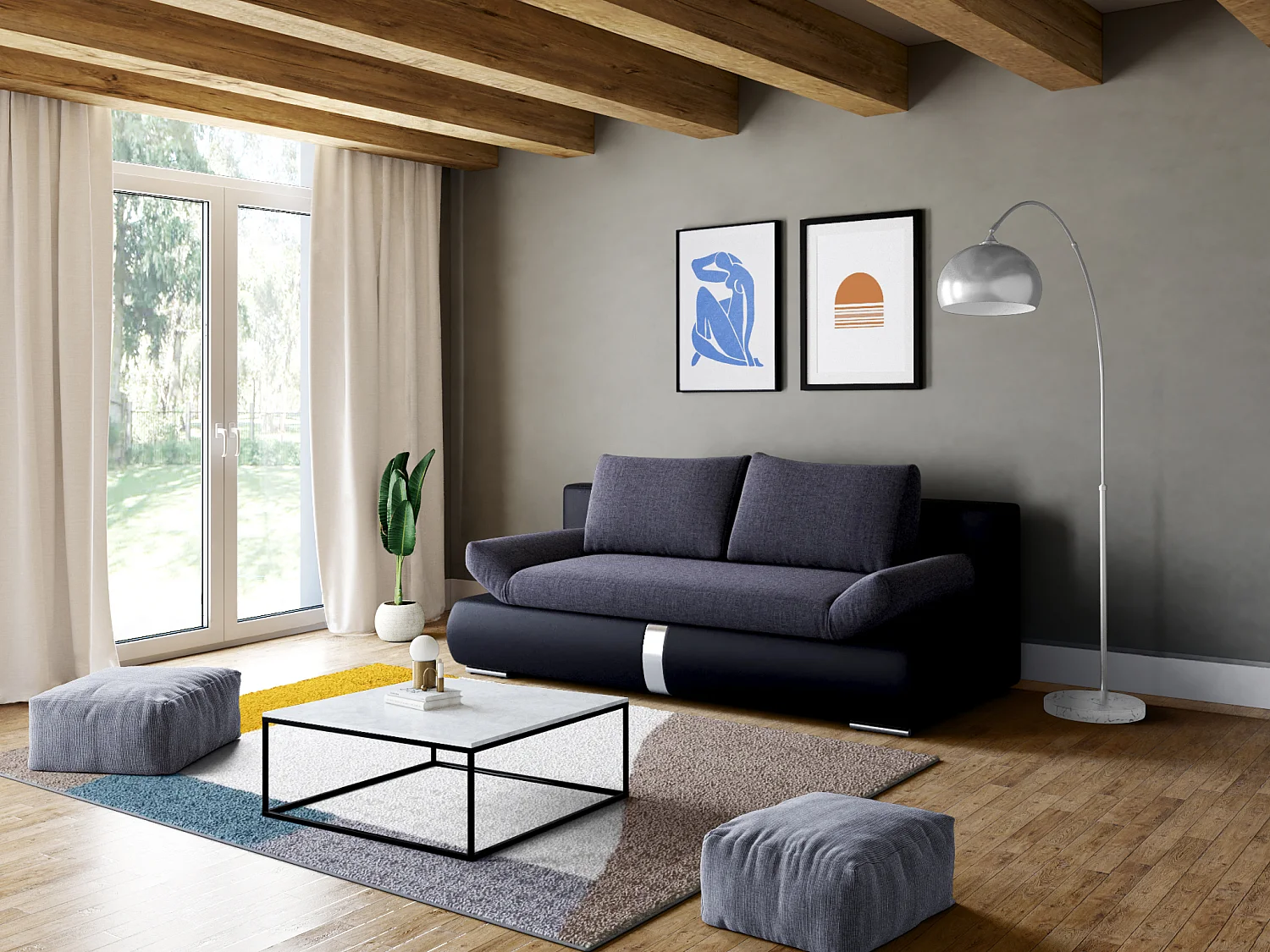 Candeeiro de pé grande em arco estilo art déco 140 x 35 x 180 cm em metal e mármore cor prateado - OMBRAGE