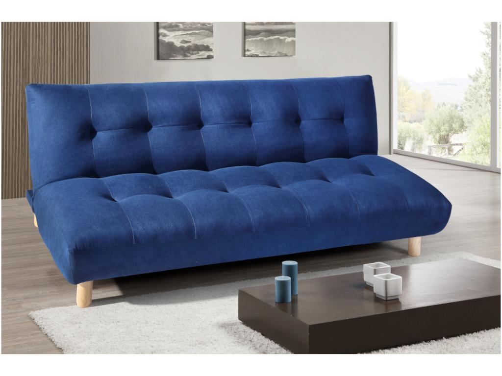 Schlafsofa Klappsofa 3-Sitzer VINCENT II - Stoff - Blau