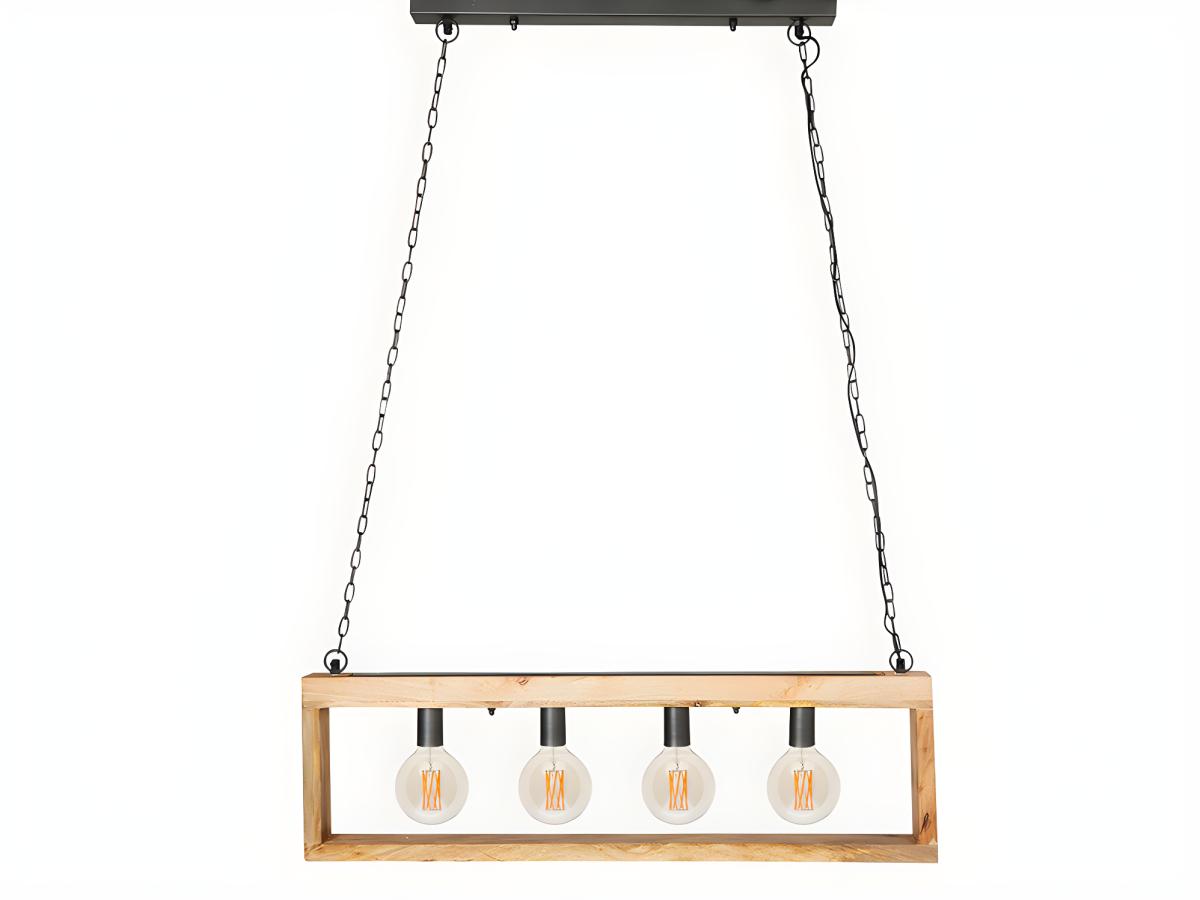 Hängeleuchte mit 4 Strahlern Industrial Stil - Holz & Metall - 31 x 100 cm günstig online kaufen