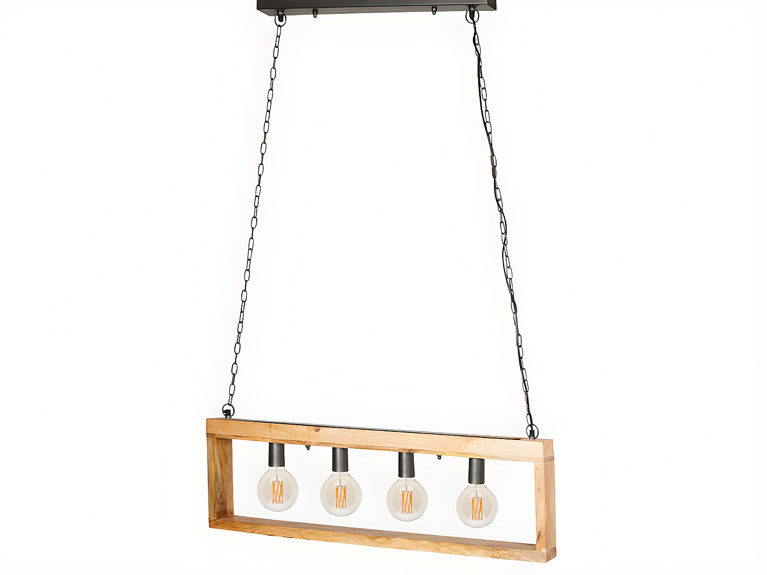Hängeleuchte mit 4 Strahlern Industrial Stil - Holz & Metall - 31 x 100 cm günstig online kaufen