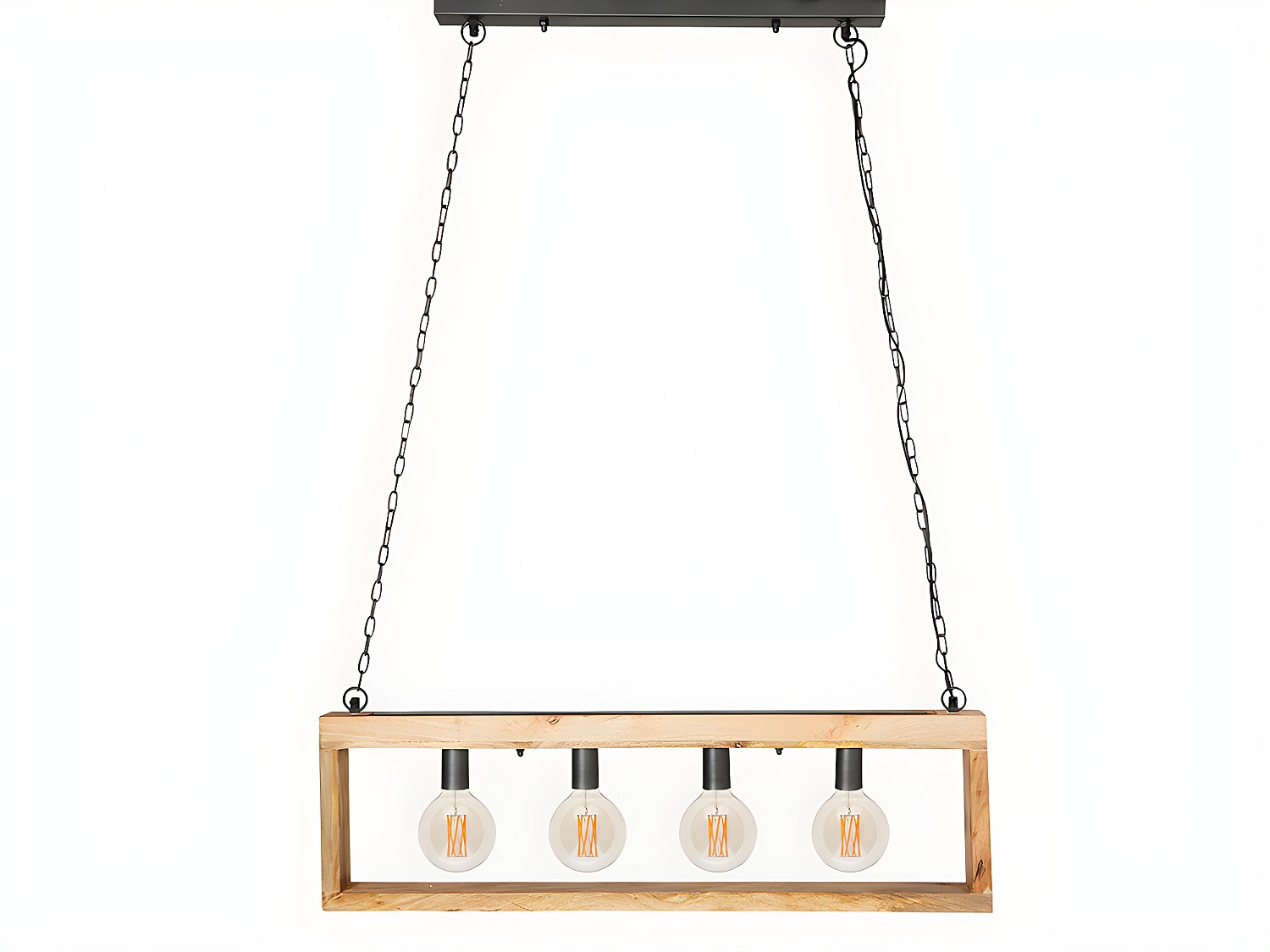 Hängeleuchte mit 4 Strahlern Industrial Stil - Holz & Metall - 31 x 100 cm günstig online kaufen