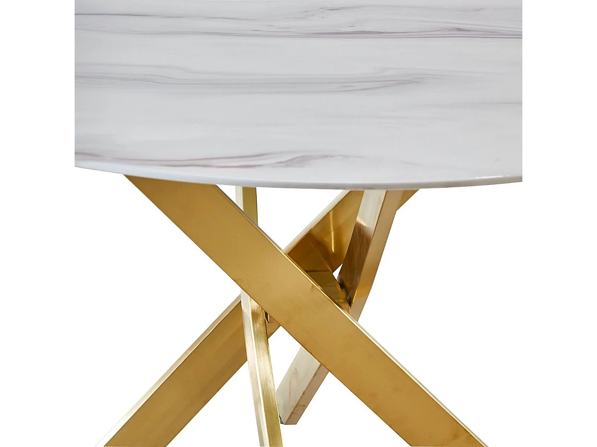 Table de Repas Ronde "Rixa" 120cm Effet Marbre