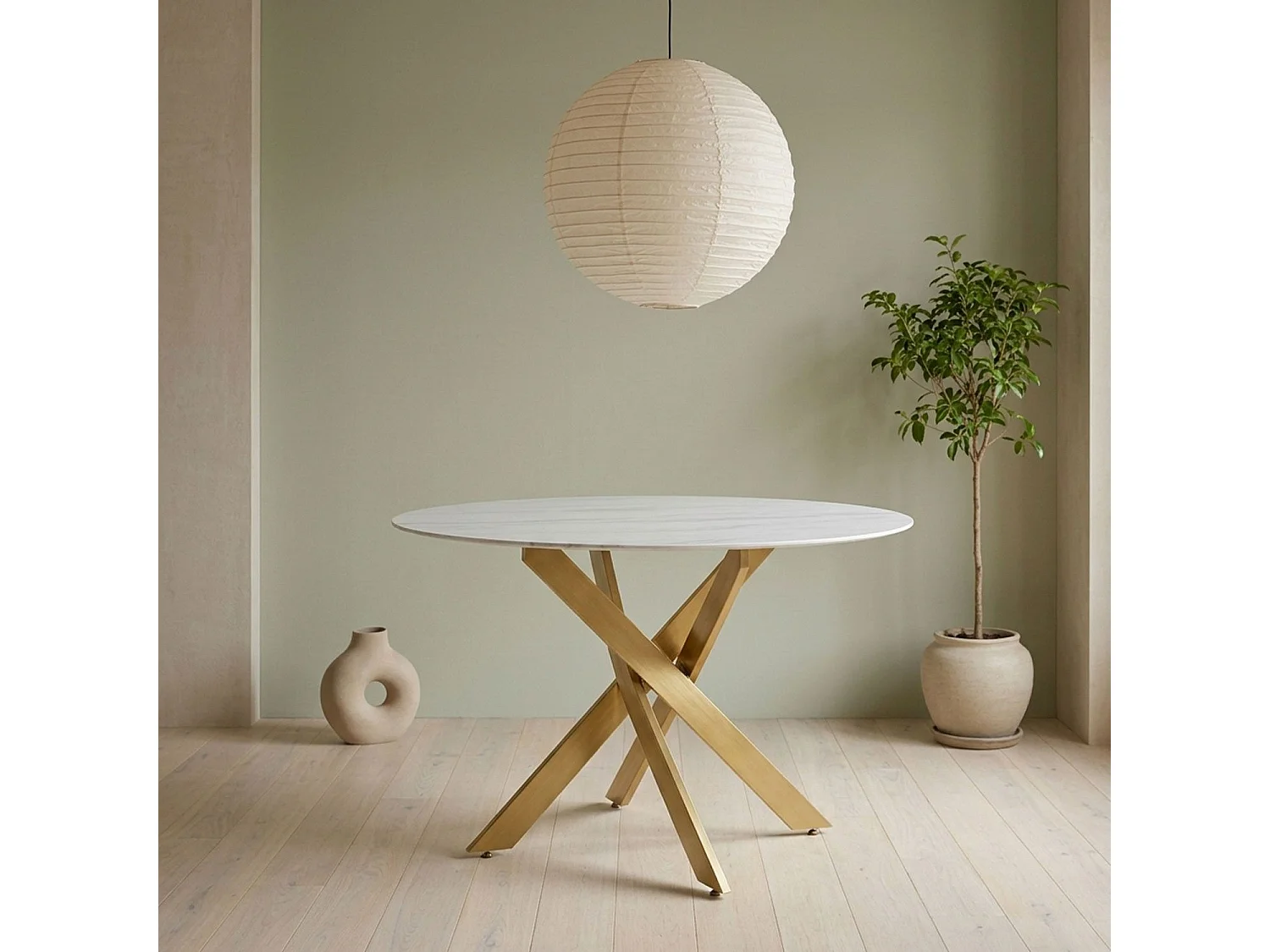 Table de Repas Ronde "Rixa" 120cm Effet Marbre