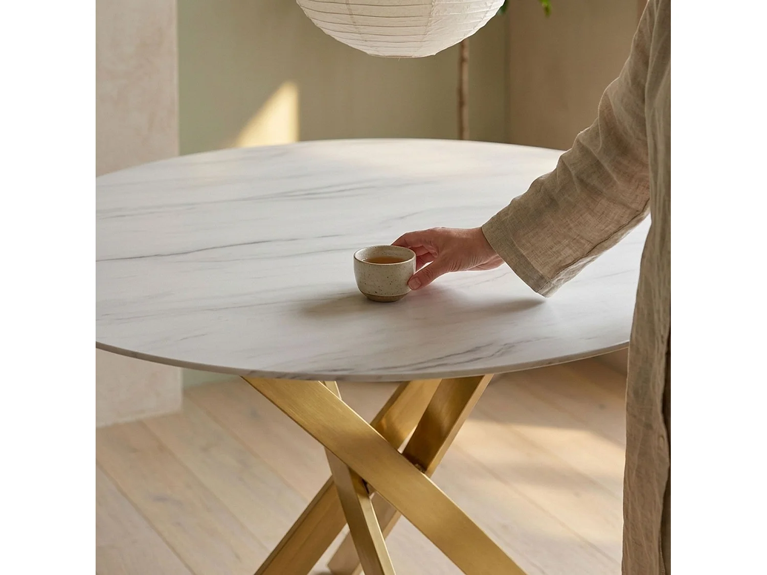 Table de Repas Ronde "Rixa" 120cm Effet Marbre