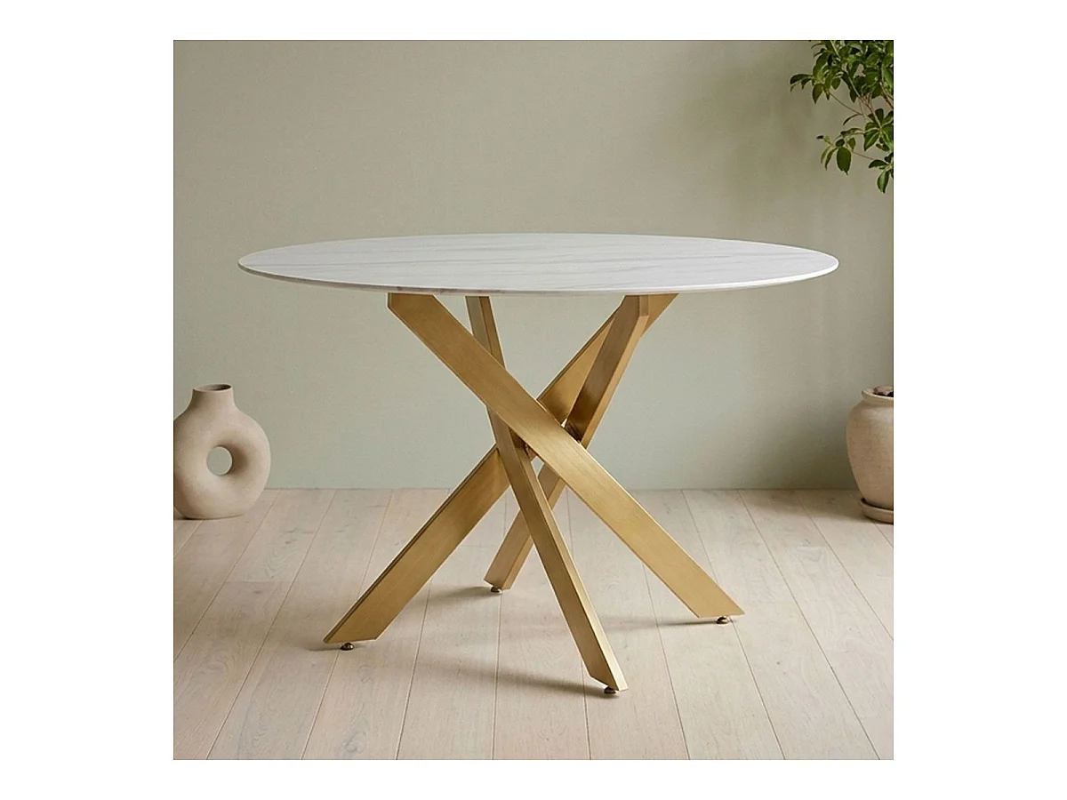 Table de Repas Ronde "Rixa" 120cm Effet Marbre
