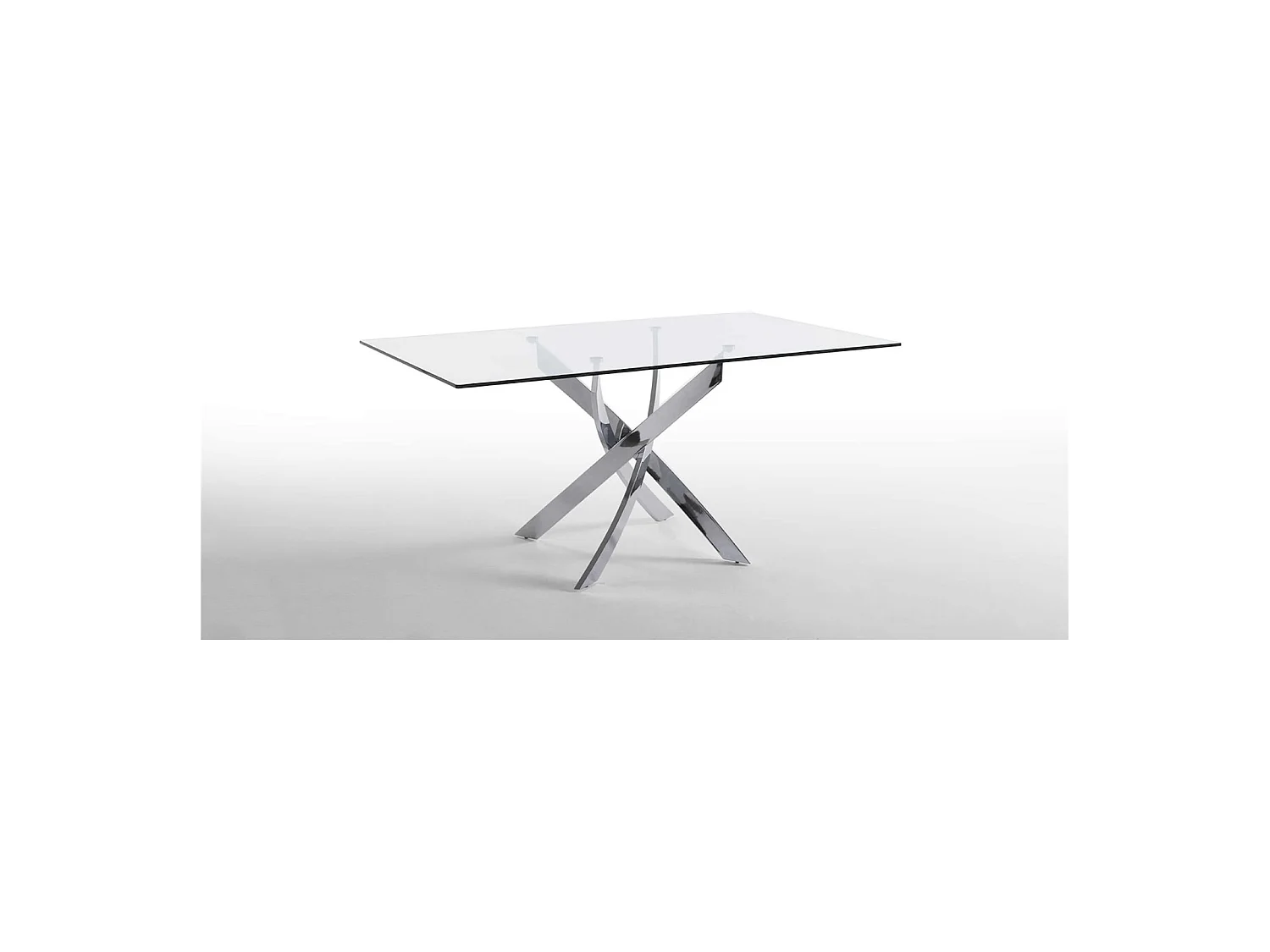 Table à manger base acier inoxydable plateau verre trempé