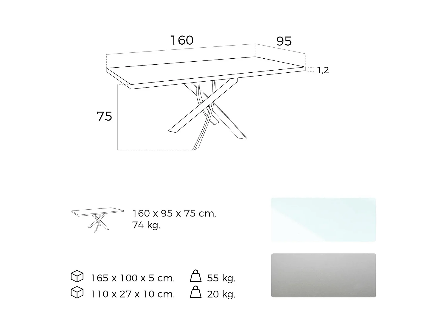 Table à manger base acier inoxydable plateau verre trempé