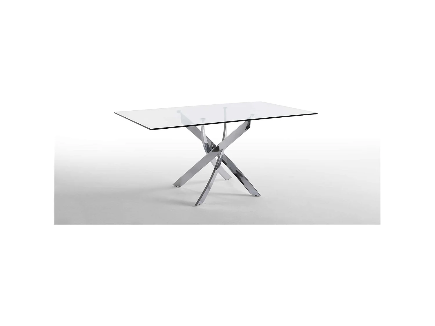 Table à manger base acier inoxydable plateau verre trempé