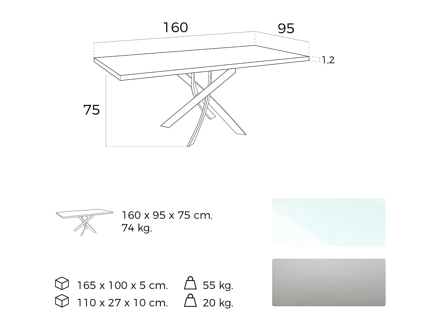 Table à manger base acier inoxydable plateau verre trempé