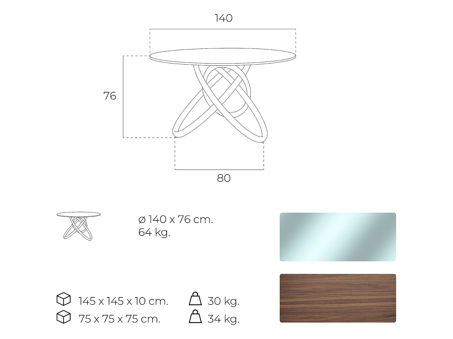 Table bois massif plateau en verre trempé