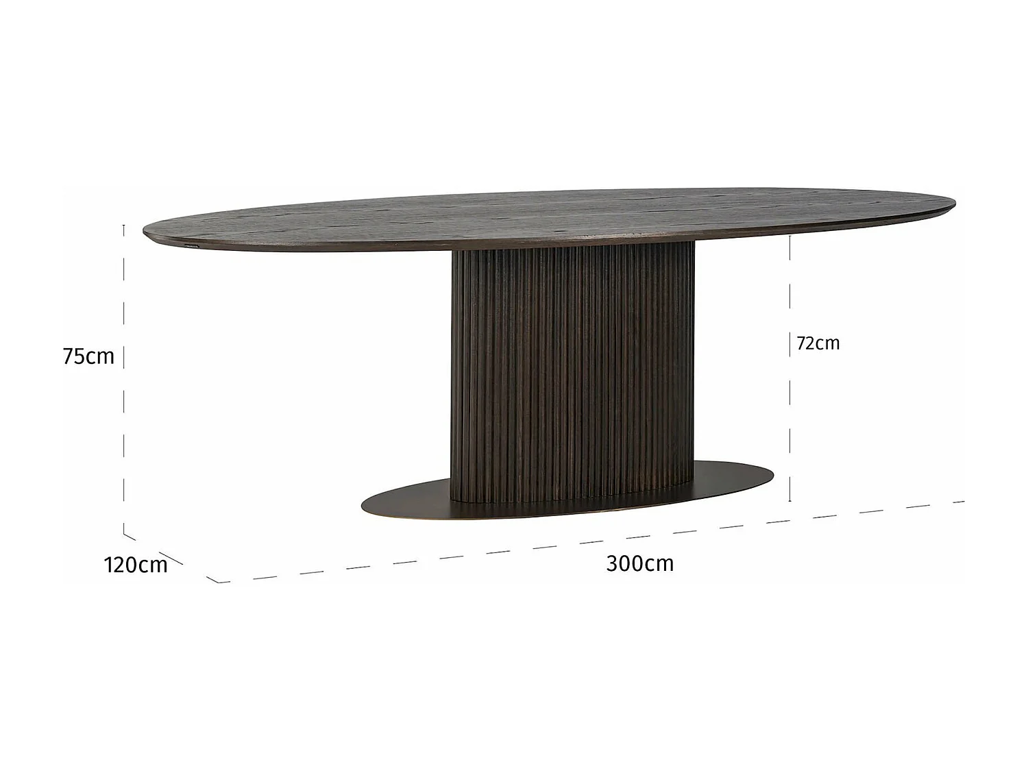 Table à Dîner Ovale en Bois Foncé Design Élégant