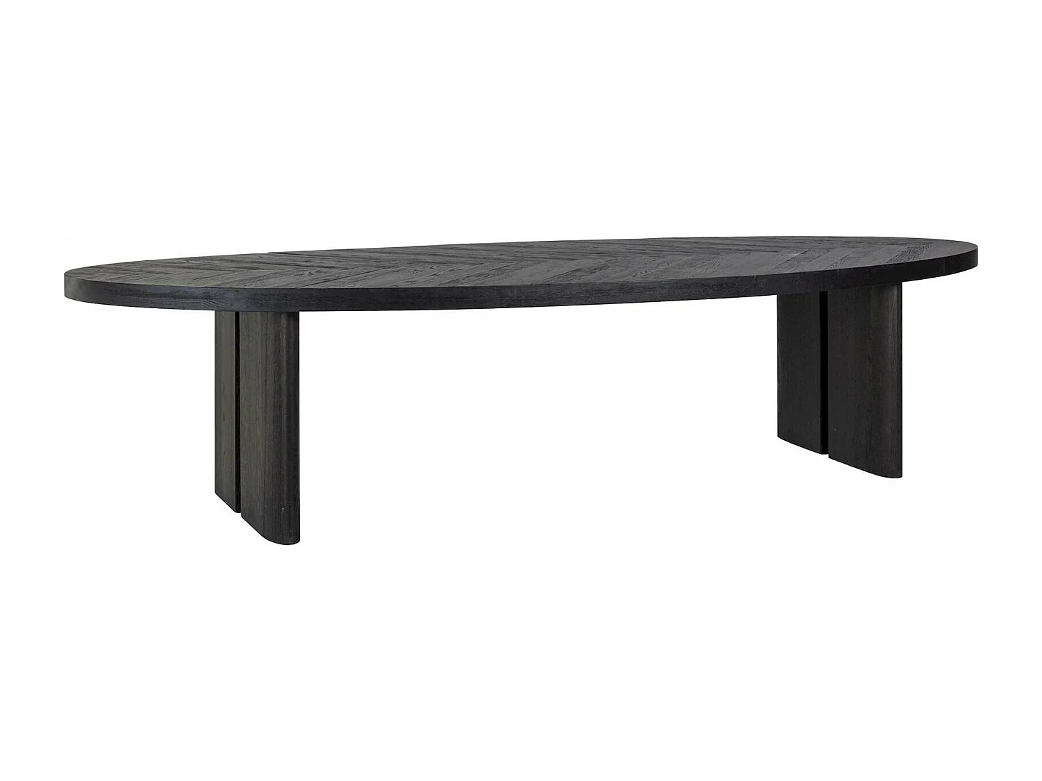 Table à Dîner Ovale en Bois Sombre avec Motif Chevron